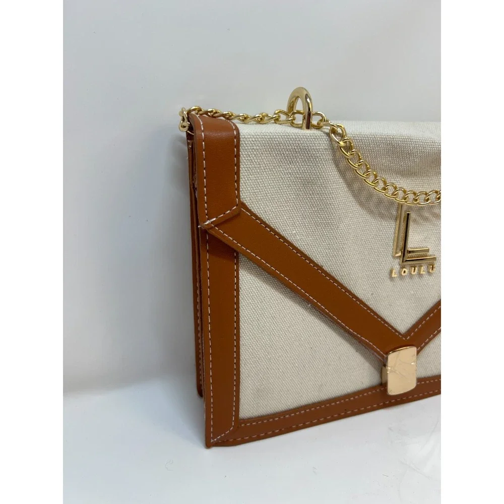 Loulu Women's Handbag Purse Crossbody‎ Beige and Camel